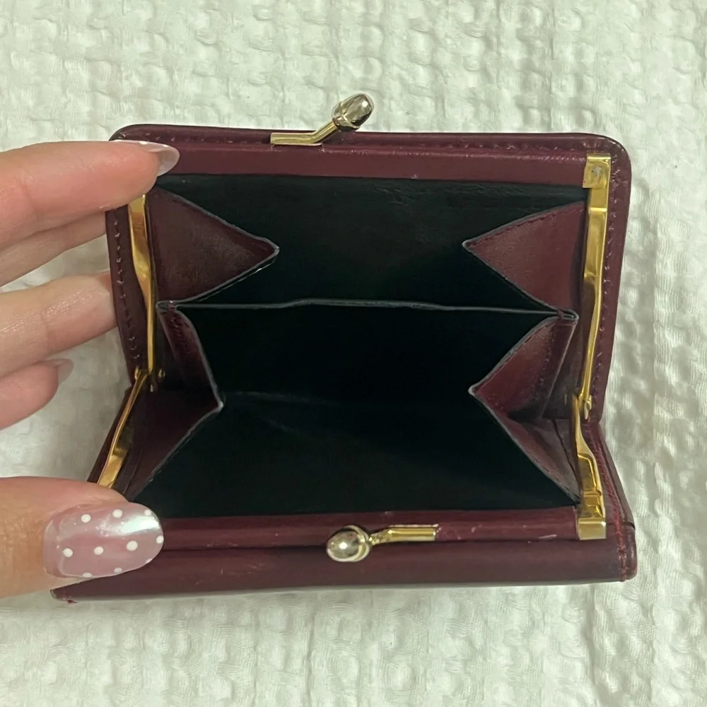 Vintage GUCCI Maroon/Burgundy Kisslock Wallet Coin Purse
